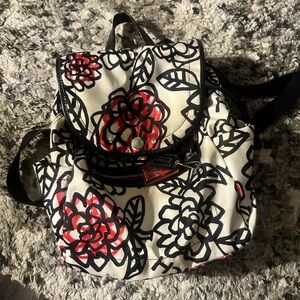 Coach Poppy Daisy Black Pink and Red Floral Backpack